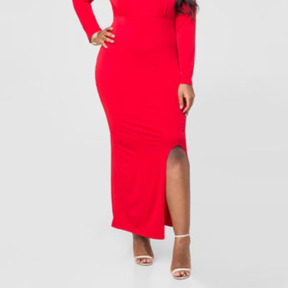 SLINKY PLUNGE NECK MAXI DRESS - Picture 3 of 3